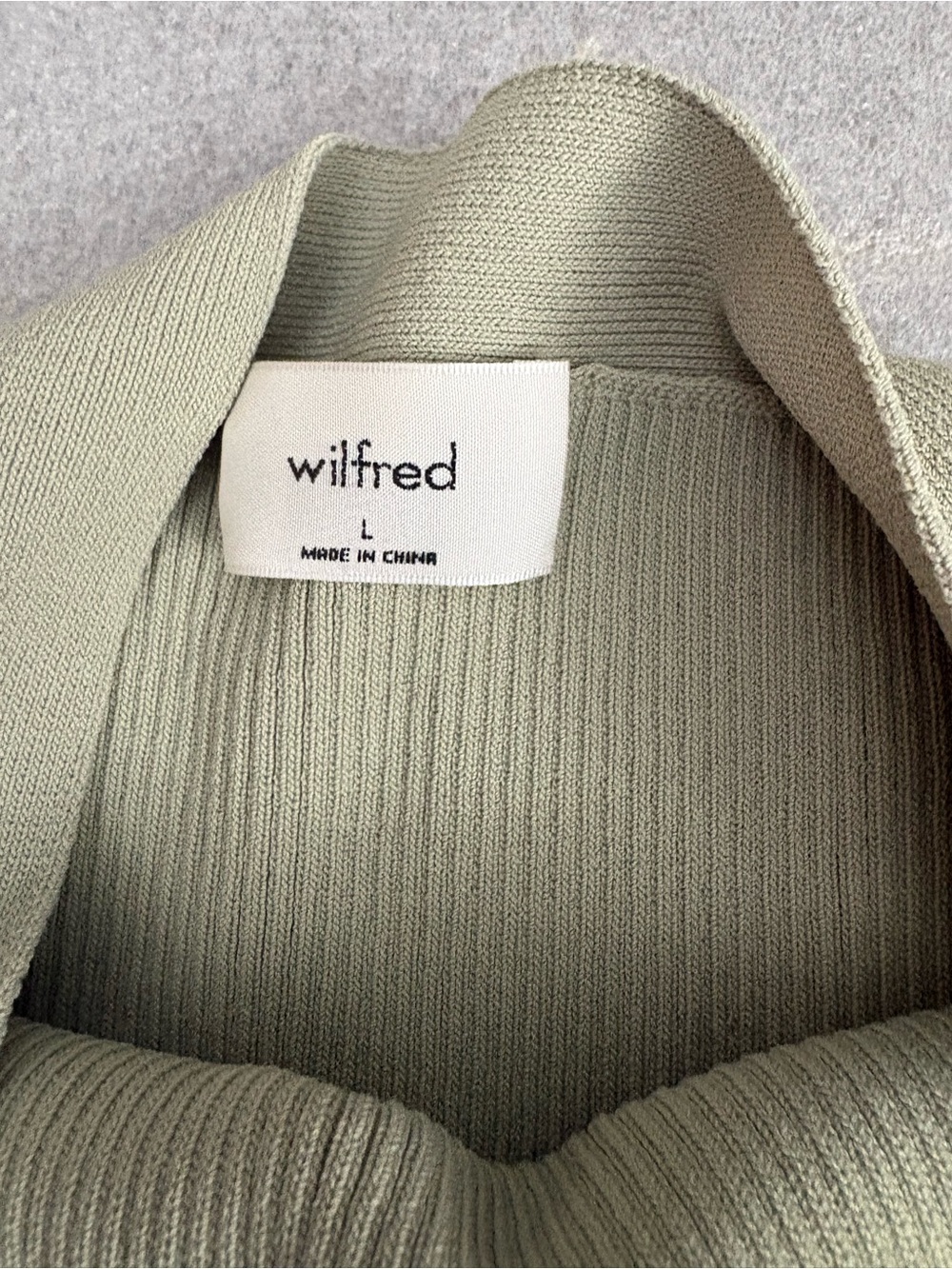 Wilfred Olive Green Cayenne Halter Ribbed Midi Dress Side Slit - Picture 6 of 7